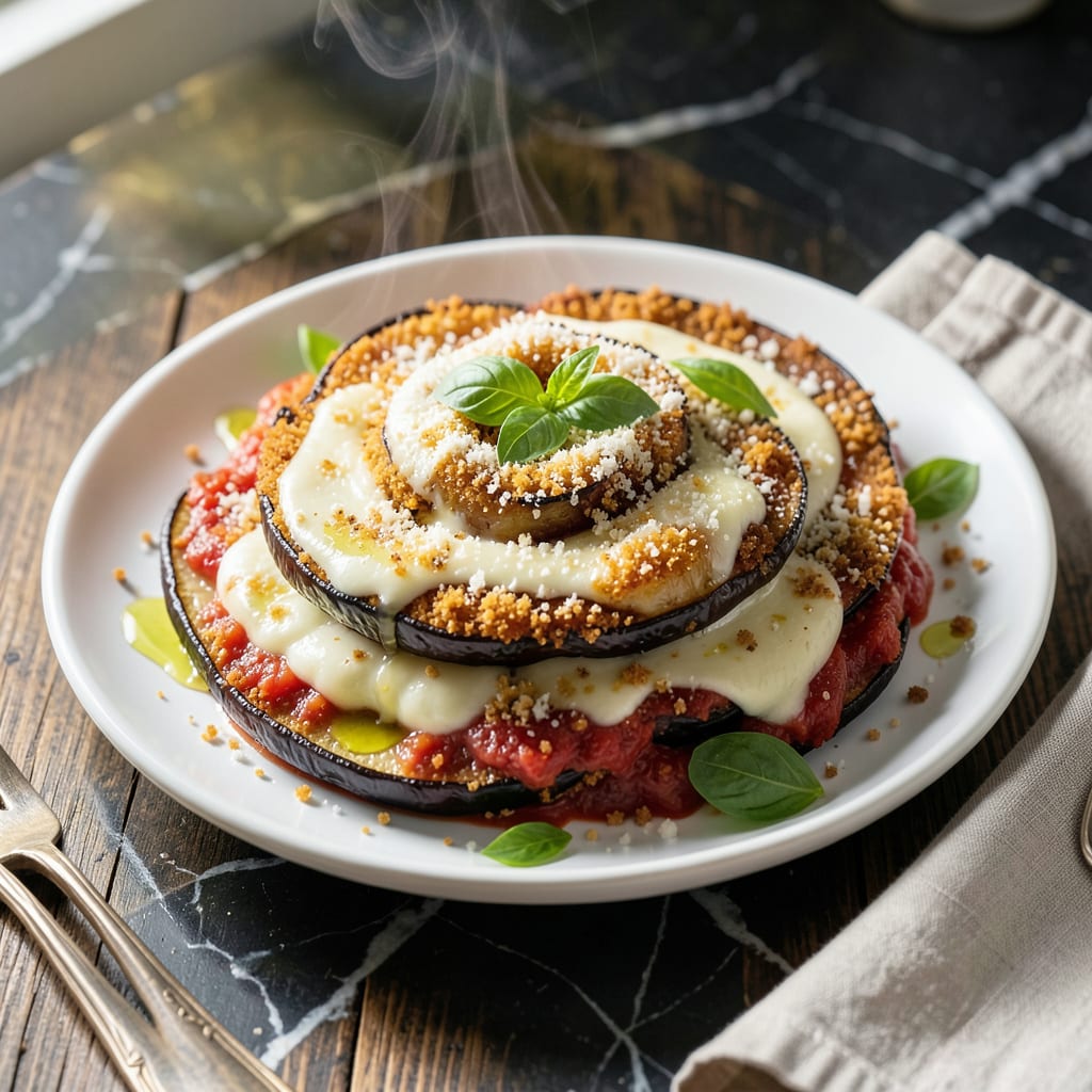 Visual representation of Cook's Country Eggplant Pecorino Recipe: Cheesy Layers of Italian Comfort
