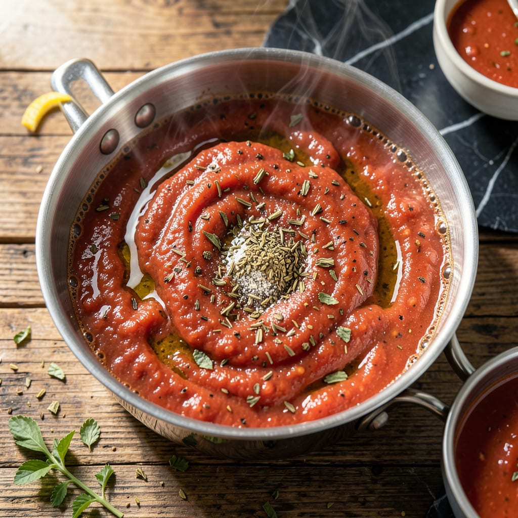 Visual representation of copycat chef boyardee pizza sauce recipe