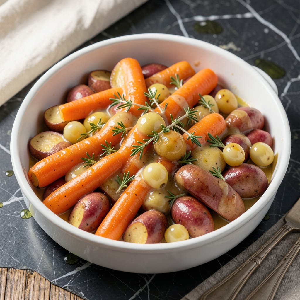Costco Normandy Vegetables Recipe: Buttery Herb Infused Medley illustration with key details