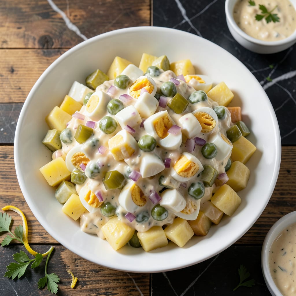 Costco Potato Salad Recipe: Creamy Dill Pickle Twist example with annotations