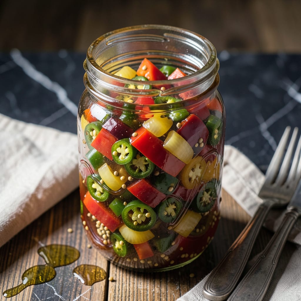 Cowboy Candy Relish Recipe: Sweet and Tangy Jarred Delight example with annotations