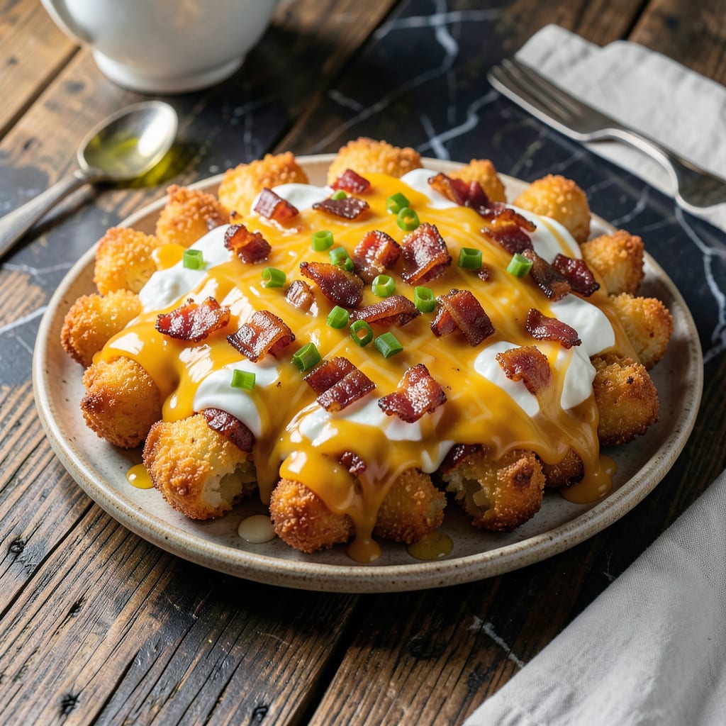 Comprehensive Cracker Barrel Loaded Tater Tots Recipe: Cheesy Bacon Topped Goodness visual reference