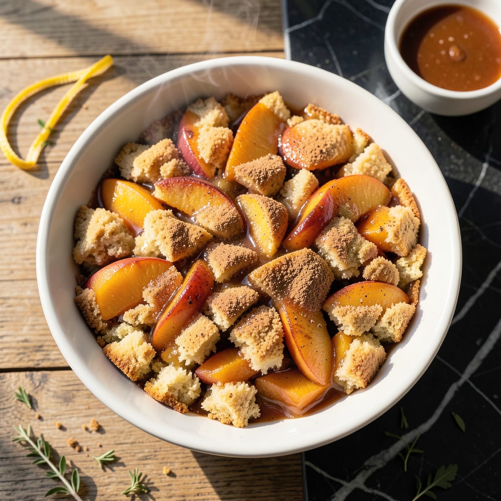 Cracker Barrel Peach Cobbler Recipe: Buttery Biscuit Topping with Juicy Peaches example with annotations