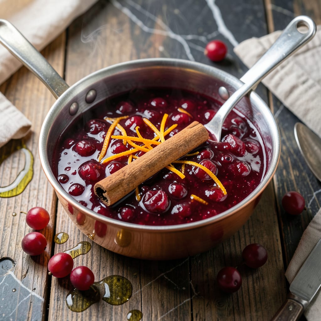 Cranberry Sauce Recipe With Orange Juice and Cinnamon Stick: Bright Citrus and Warm Spice Harmony illustration with key details
