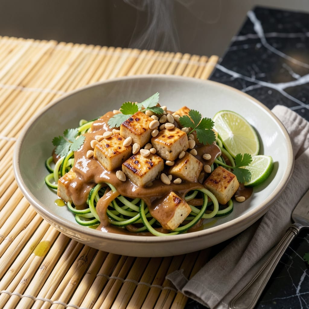 Healthy Pad Thai Recipe Vegan: Zucchini Noodles With Peanut Sauce