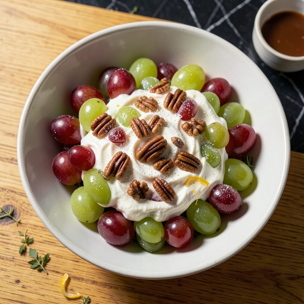 Recipe for Grape Salad With Cream Cheese and Pecans: Sweet Grapes Meet Nutty Crunch Recipe for Grape Salad With Cream Cheese and Pecans: Sweet Grapes Meet Nutty Crunch