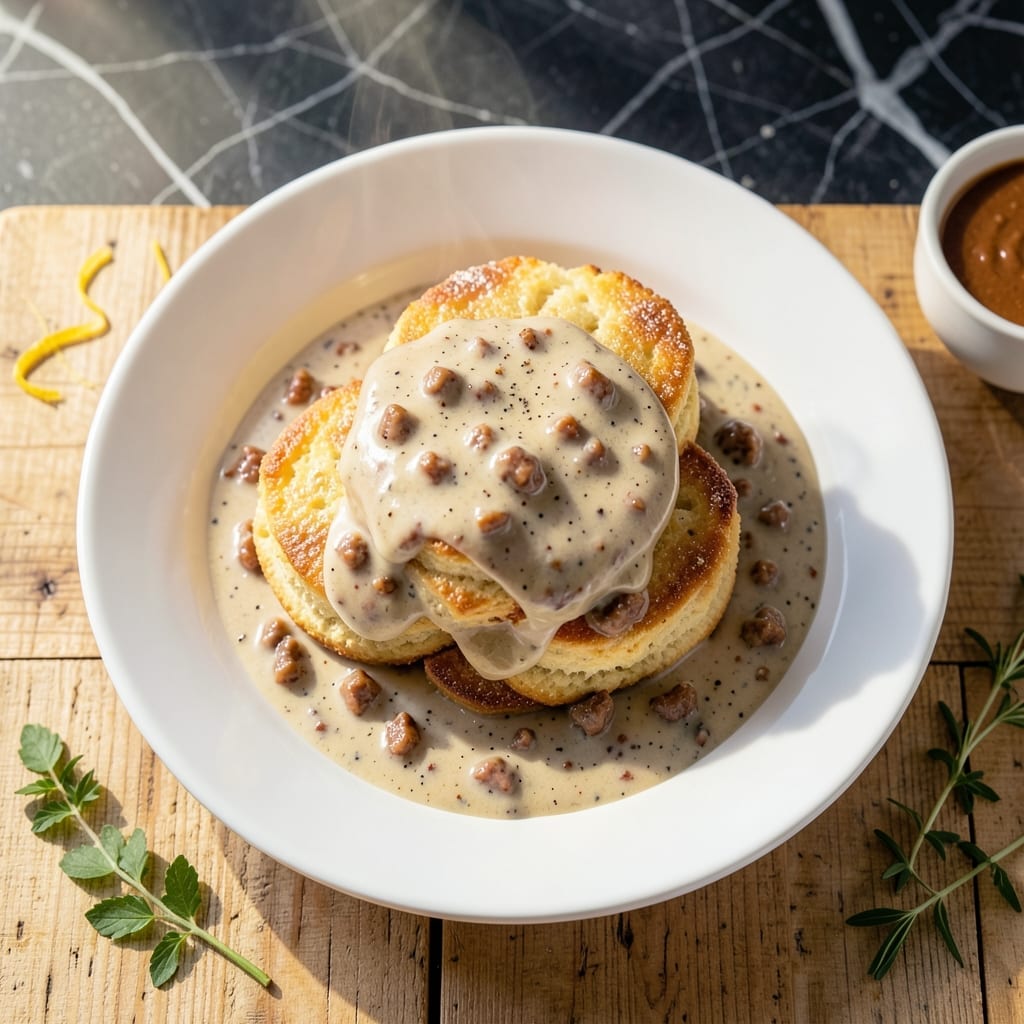 Easy Gravy Recipe for Biscuits and Gravy: Fluffy Biscuits and Rich Sausage Sauce