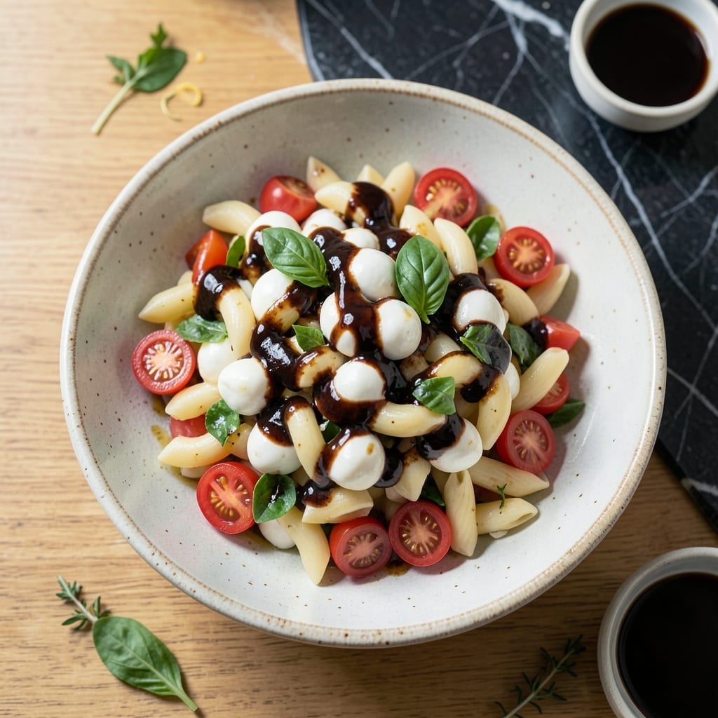 Caprese Pasta Salad Recipe Balsamic: Fresh Mozzarella and Basil Burst