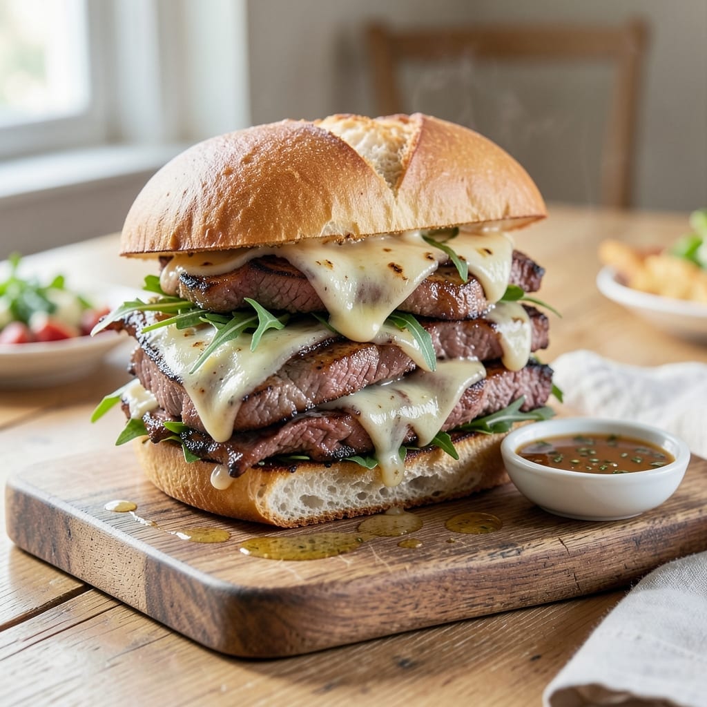 Hot Roast Beef Sandwich Recipe With Au Jus: Melt-in-Your-Mouth Layers and Rich Dipping Broth