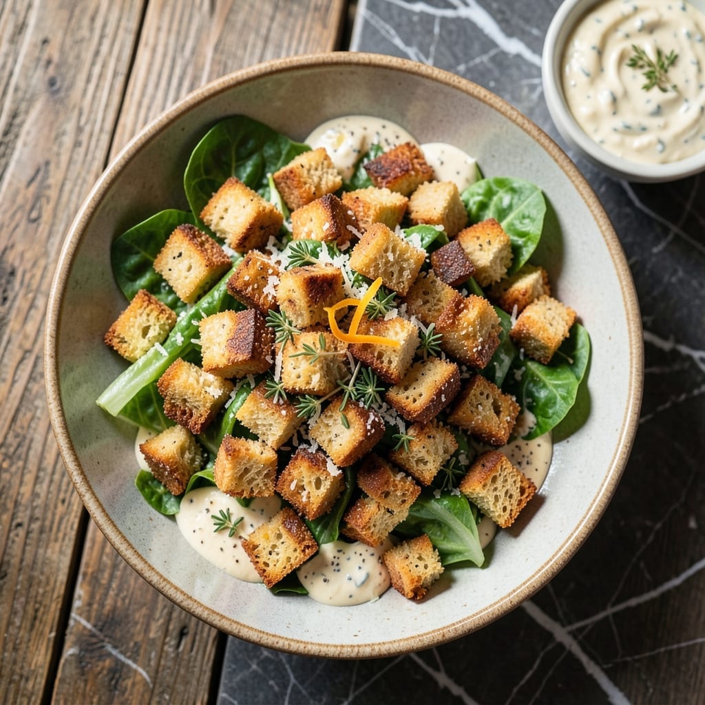 Homemade Crouton Recipe for Caesar Salad: Garlic-Infused Crunch in Minutes
