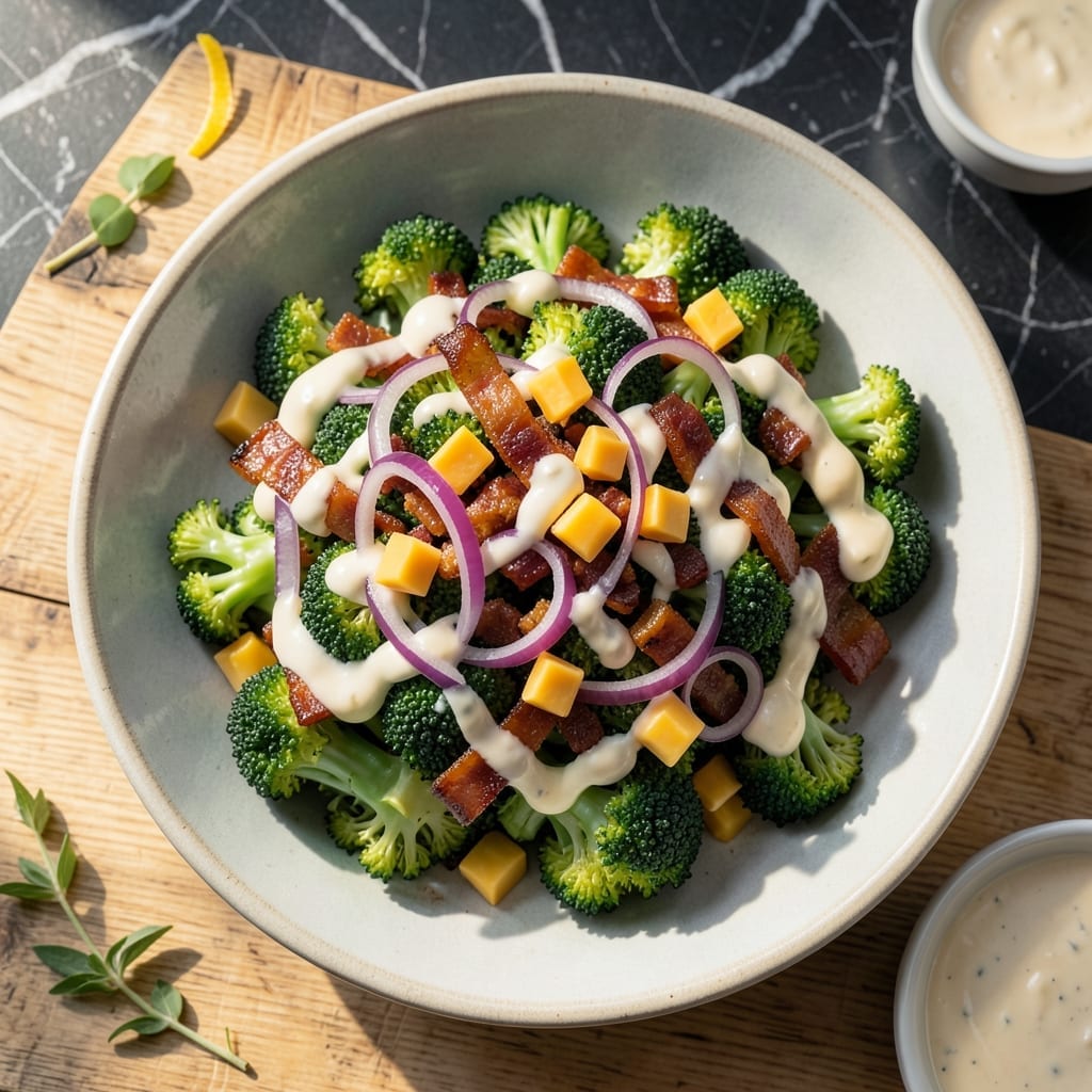 Broccoli Bacon Salad Recipe Healthy: Crunchy Crowns With Smoky Bits