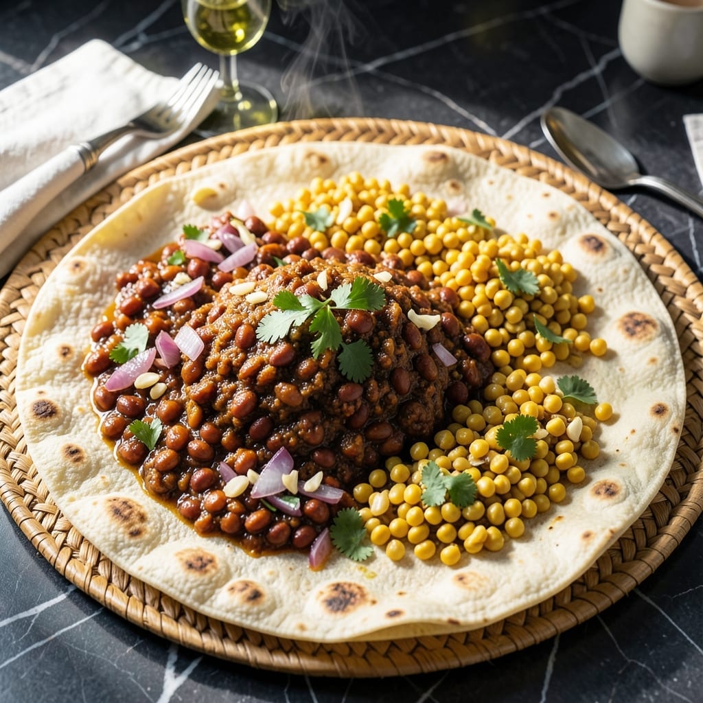 Ethiopian Food Recipe Vegetarian: Spiced Lentils and Split Peas With Injera