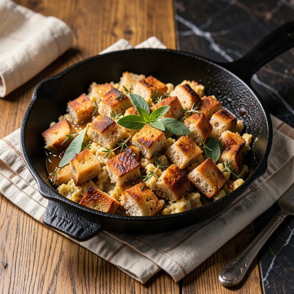 Comprehensive Dave Arnold’s Stuffing Recipe: Ultra Crispy Edges with Herb Infused Custard Base visual reference