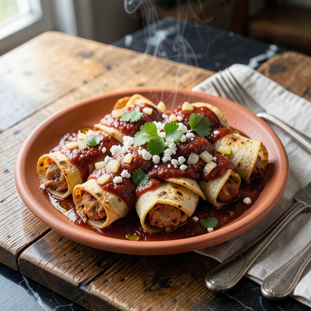 Mexican Chicken Enchiladas Recipe With Red Sauce: Authentic Smothered Layers