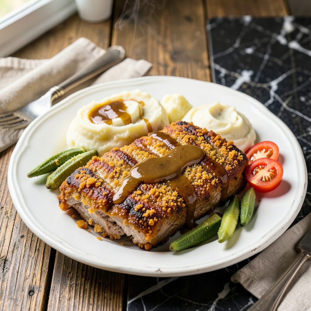 Del Rancho Chicken Fried Steak Recipe: Crispy Breaded Cut With Country Gravy illustration with key details