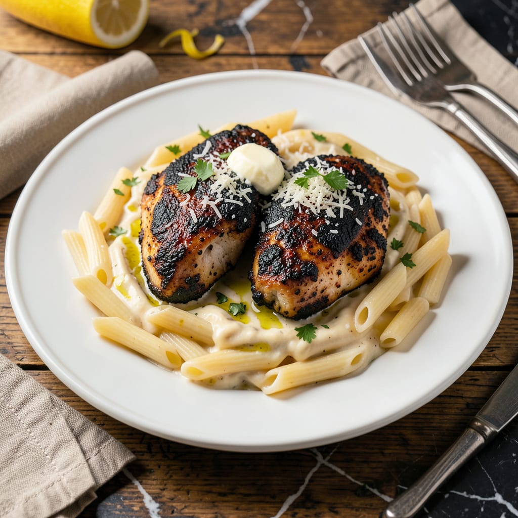 Complete Demos Blackened Chicken Pasta Recipe: Spicy Cajun Cream Sauce Perfection overview image