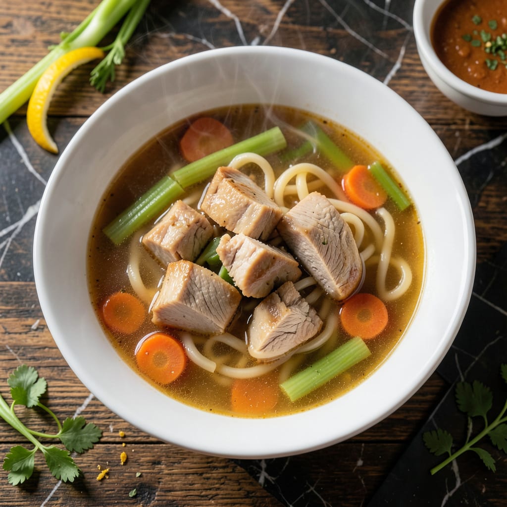 Visual representation of Denny's Chicken Noodle Soup Recipe: Homestyle Broth With Egg Noodles