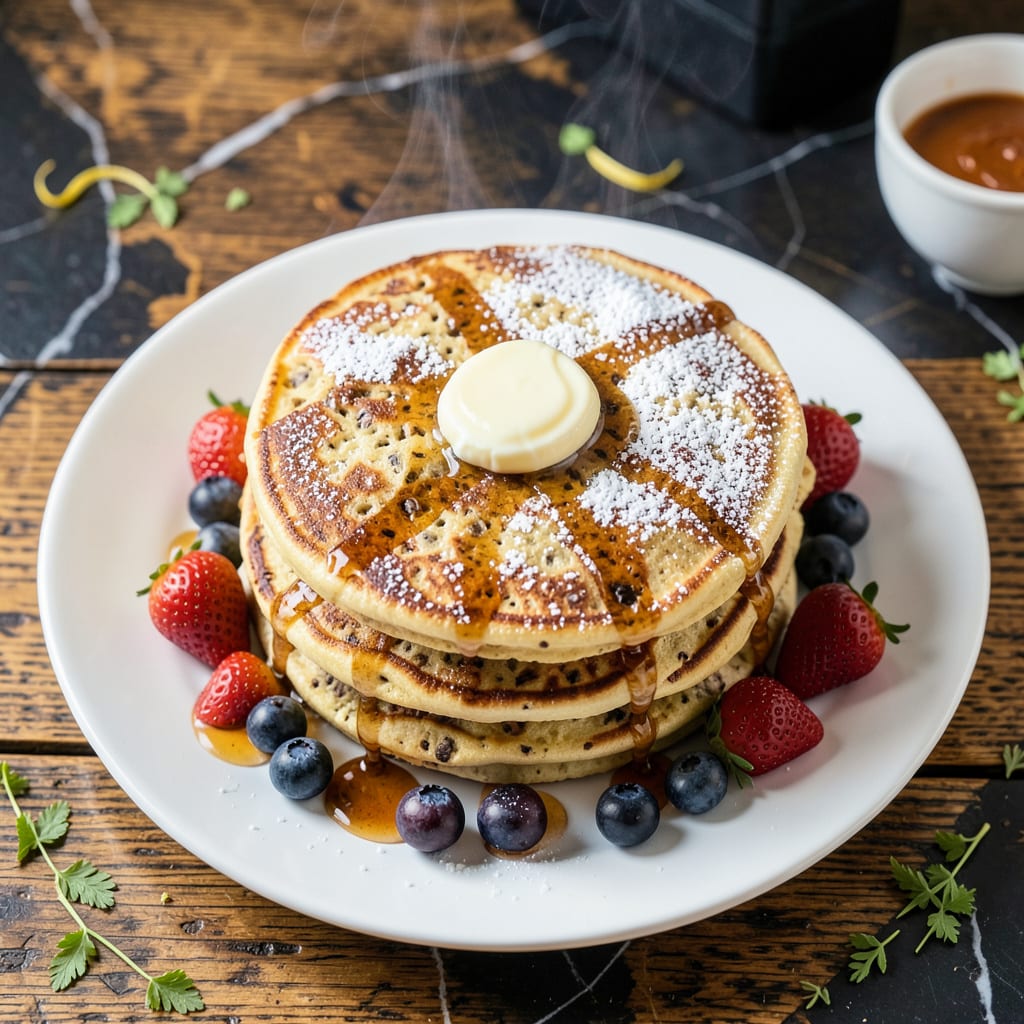 Denny's Hearty 9 Grain Pancakes Recipe: Fluffy Stacks With Nutty Depth example with annotations