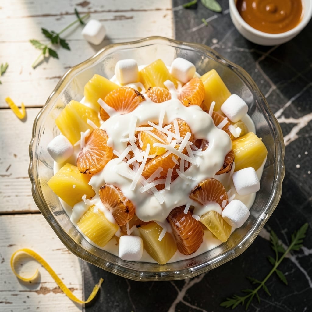 Classic Ambrosia Salad Recipe With Sour Cream: Retro Creamy Fruit Delight