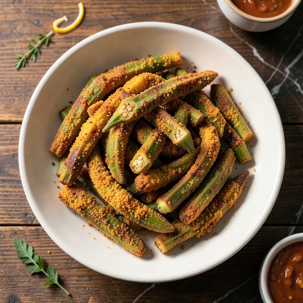 Fried Okra Recipe Southern Fried Okra: Crunchy Golden Bites with Spiced Cornmeal Coating