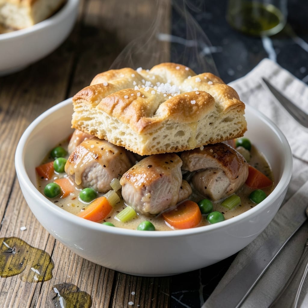 Instant Pot Chicken Pot Pie Recipe With Biscuits: Fluffy Topped Savory Stew