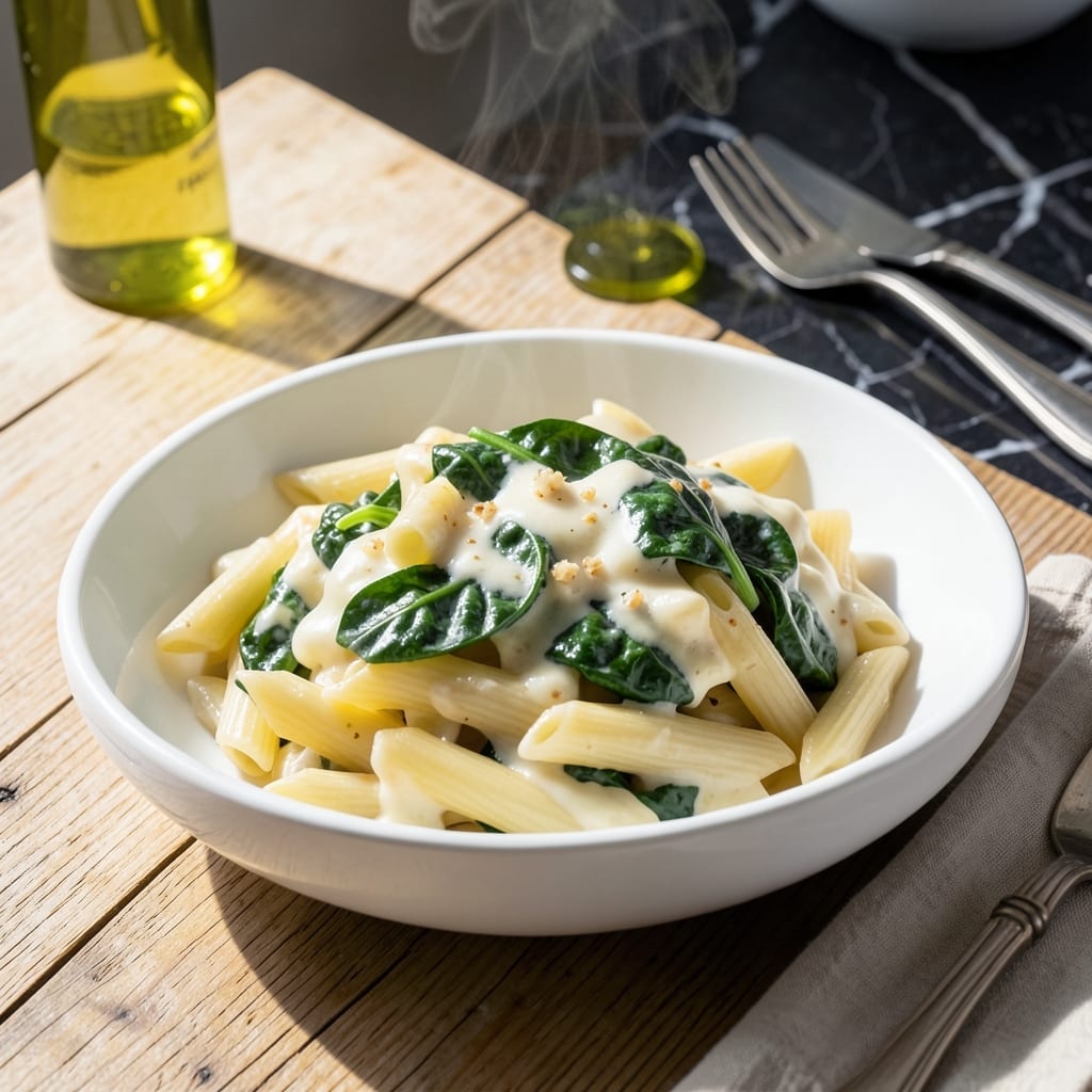 Boursin Pasta Recipe With Spinach: Garlic-Herb Creaminess With Wilted Greens Boursin Pasta Recipe With Spinach: Garlic-Herb Creaminess With Wilted Greens