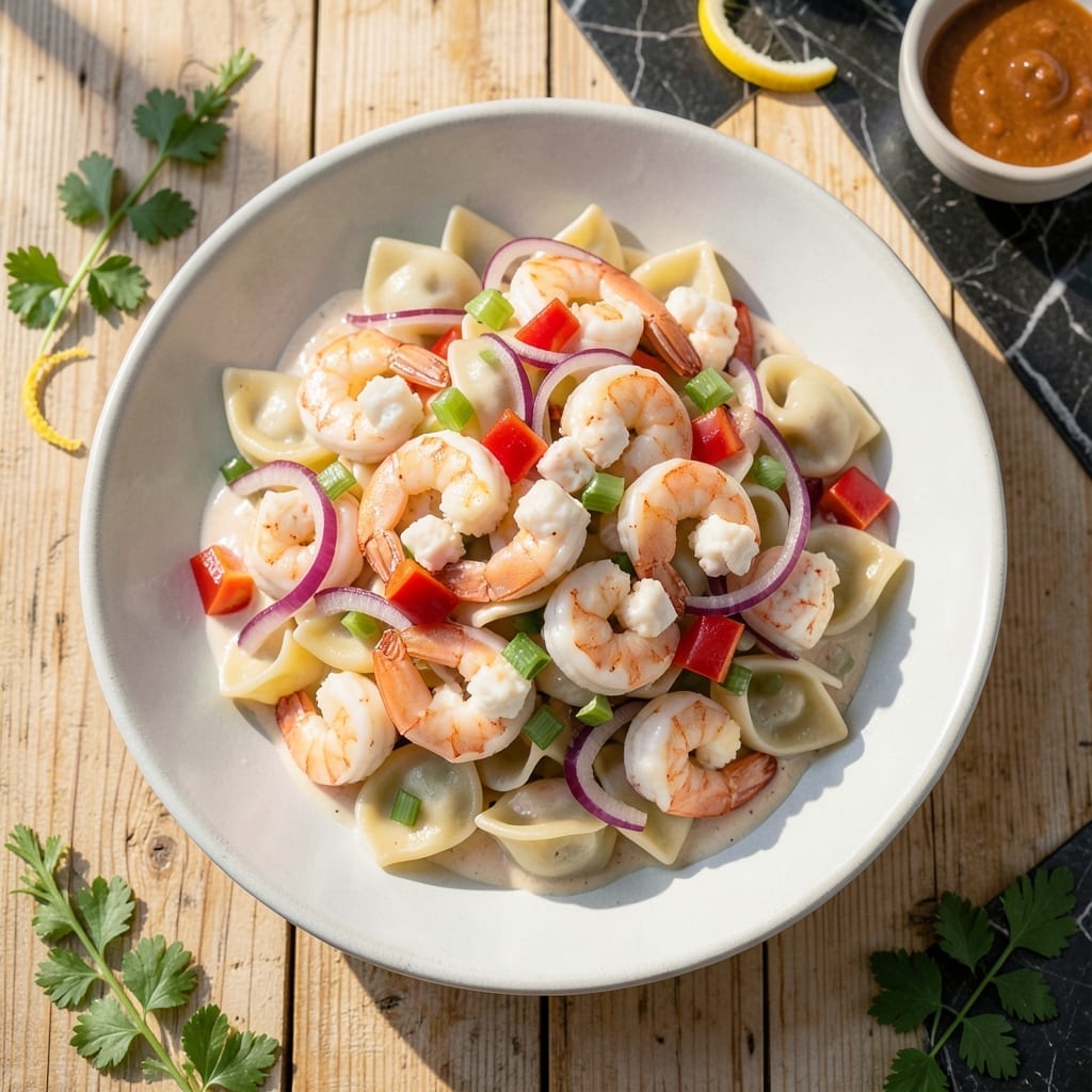 Seafood Pasta Salad Recipe With Crabmeat And Shrimp: Briny Chill With Lemon Zest Seafood Pasta Salad Recipe With Crabmeat And Shrimp: Briny Chill With Lemon Zest