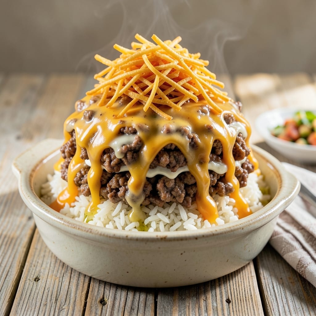 Haystack Recipe With Rice: Crunchy Noodle Stack With Cheesy Surprise