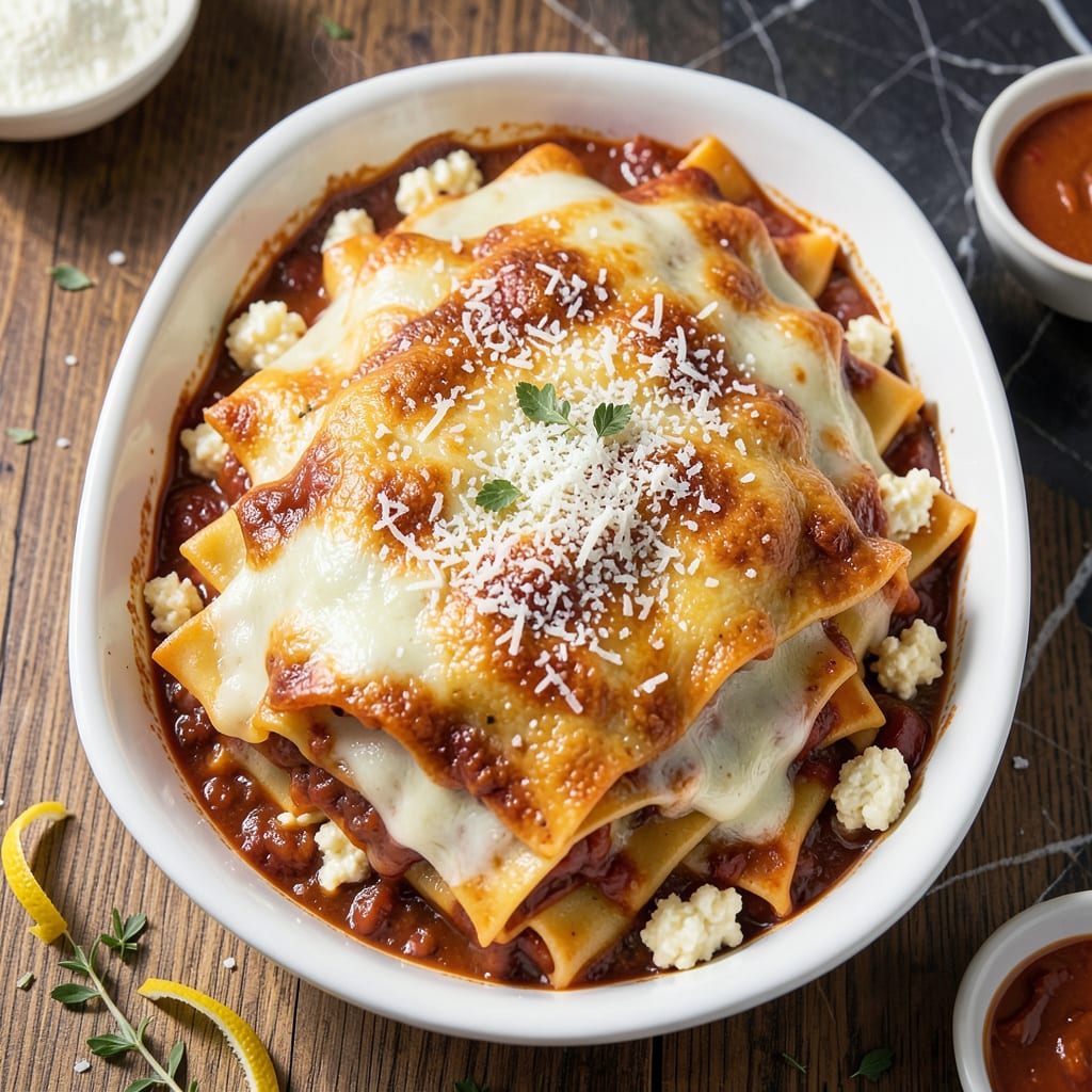 Easy Lasagna Recipe No Ricotta: Layered Cheese and Sauce Simplicity detailed visual guide