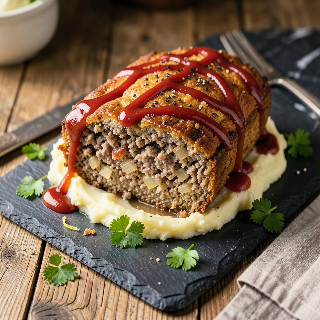 Easy Meatloaf Recipe: Classic Comfort With a Glossy Ketchup Glaze illustration with key details