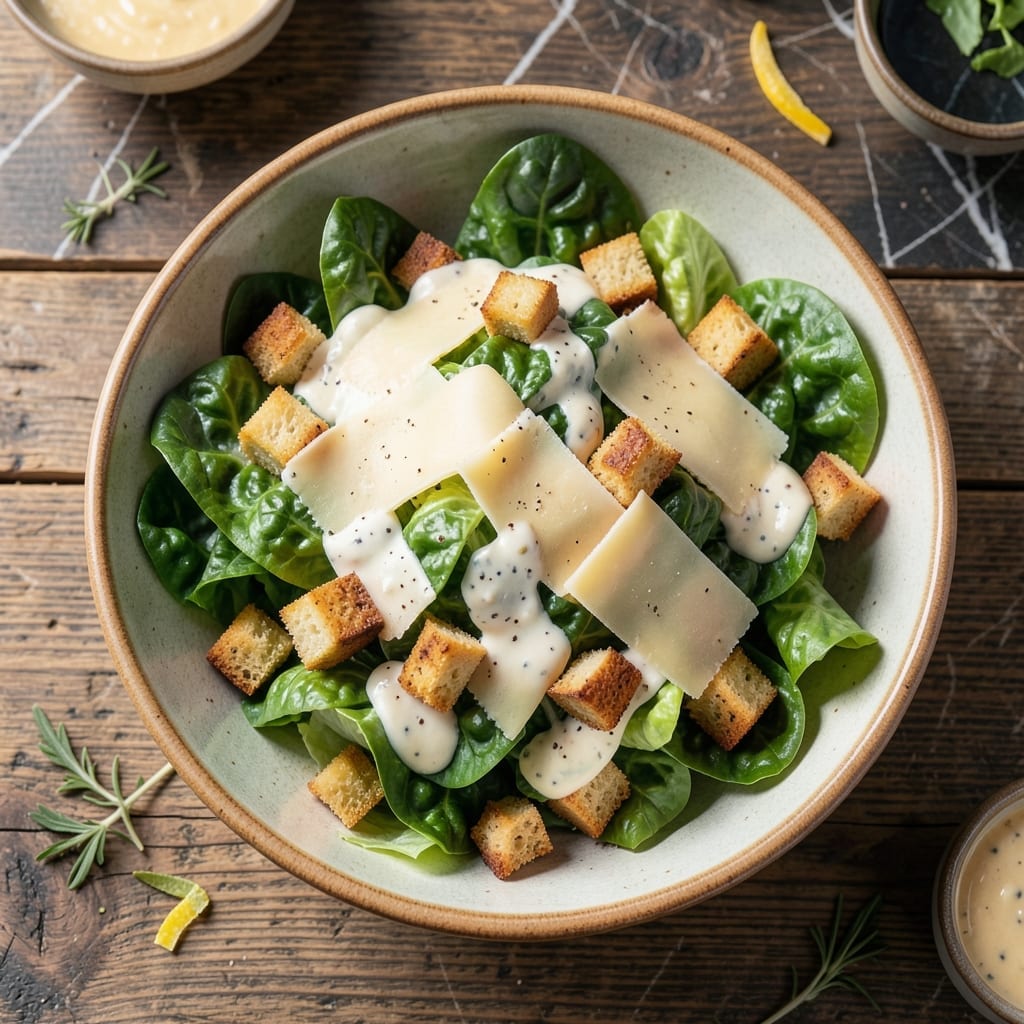 Classic Caesar Salad Recipe Ingredients for 6 Servings: Authentic Creamy Dressing and Crisp Romaine Classic Caesar Salad Recipe Ingredients for 6 Servings: Authentic Creamy Dressing and Crisp Romaine