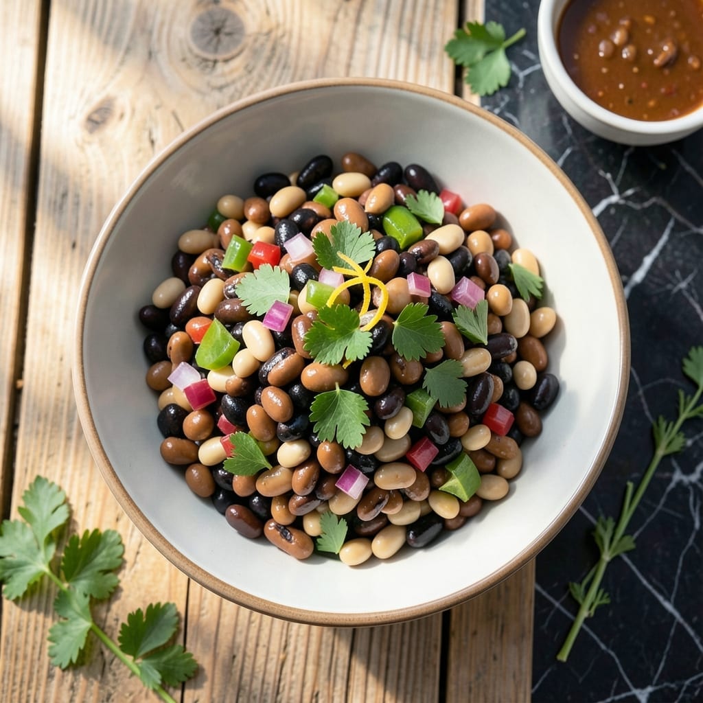 Three Bean Salad Recipe With Black Beans: Tri-Color Crunch With Zesty Dressing Three Bean Salad Recipe With Black Beans: Tri-Color Crunch With Zesty Dressing