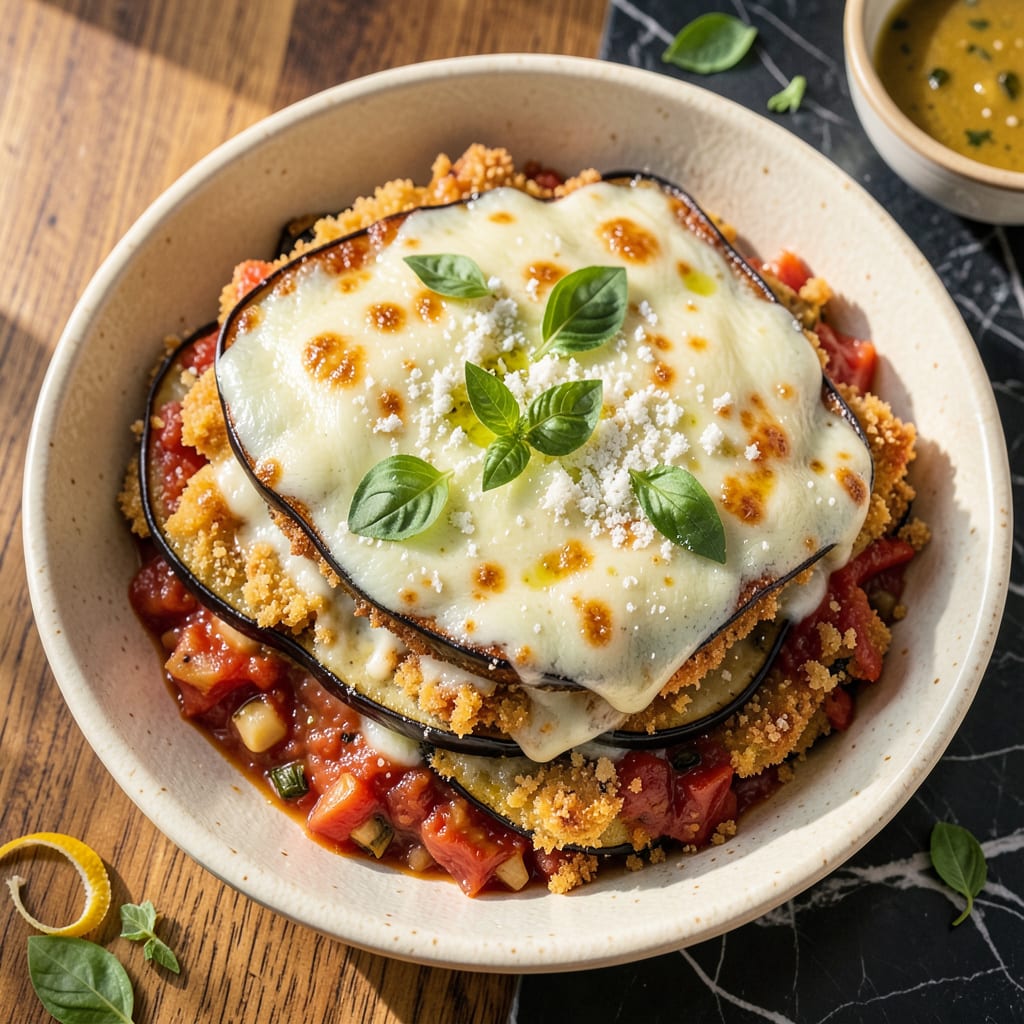 Visual representation of Eggplant Parmesan Recipe Without Eggs: Crispy Layers With Zero Sacrifice
