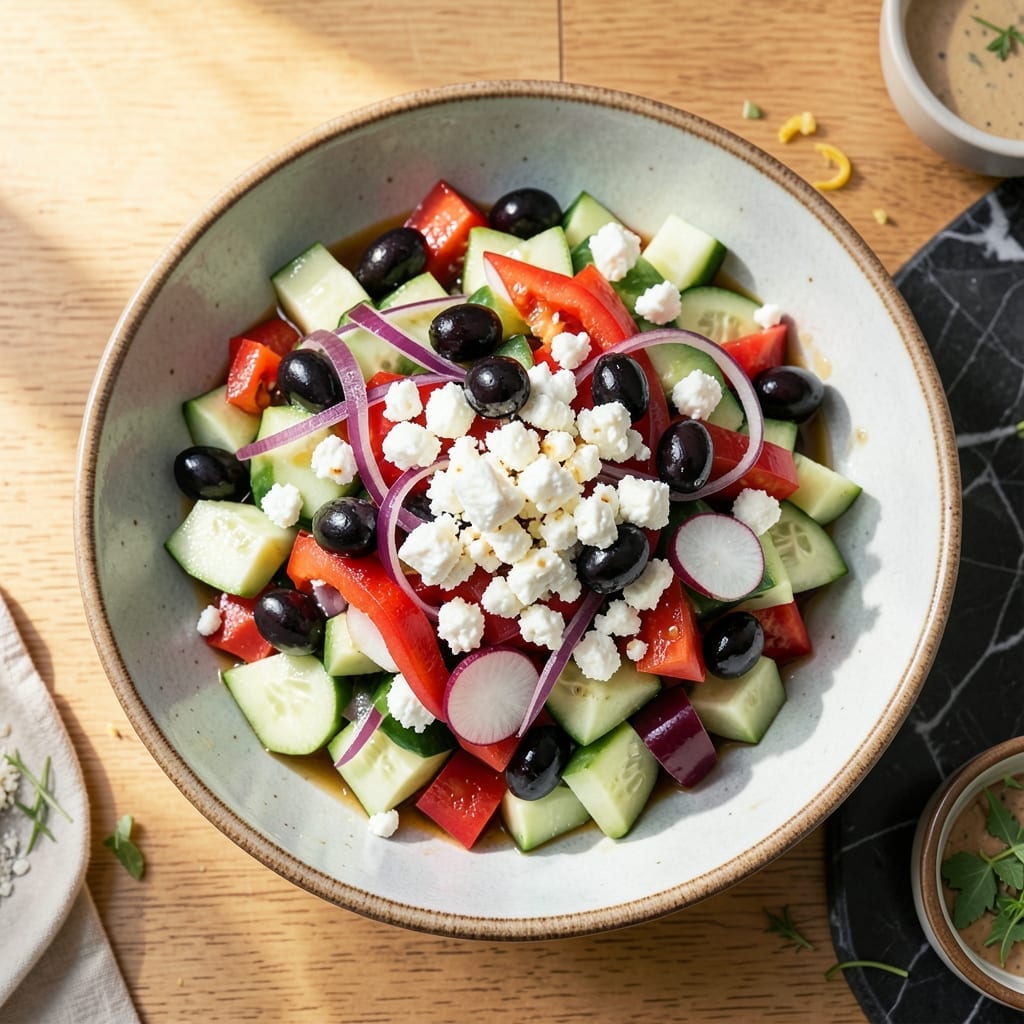 Chopped Salad Recipe No Lettuce: Crunchy Veggies With Bold Mediterranean Flavors