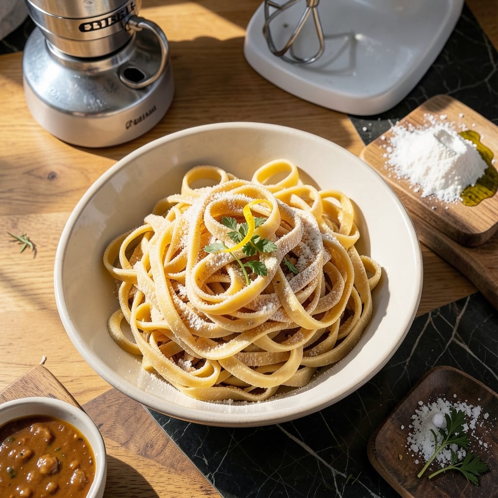 Homemade Pasta Recipe Using KitchenAid Mixer: Silky Ribbons in Minutes