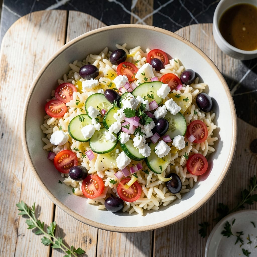 Greek Pasta Salad Recipe With Feta: Zesty Orzo With Kalamata Olives Greek Pasta Salad Recipe With Feta: Zesty Orzo With Kalamata Olives