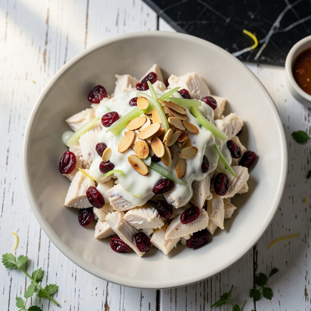 Chicken Salad Recipe With Dried Cranberries and Almonds: Sweet-Tart Balance With Nutty Crunch
