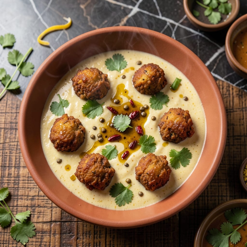 Kadhi Pakora Recipe by Food Fusion: Tangy Gram Flour Dumplings in Yogurt Gravy