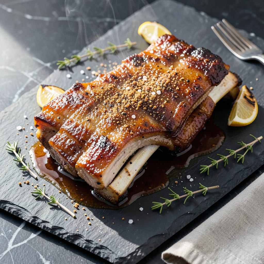 Fall Off the Bone Ribs in the Oven Recipe: Dry Rub Crust and 3 Hour Tenderness example with annotations