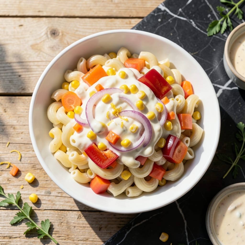 Macaroni Salad Recipe With Nestle Cream: Chilled Creamy Pasta With Sweet Corn