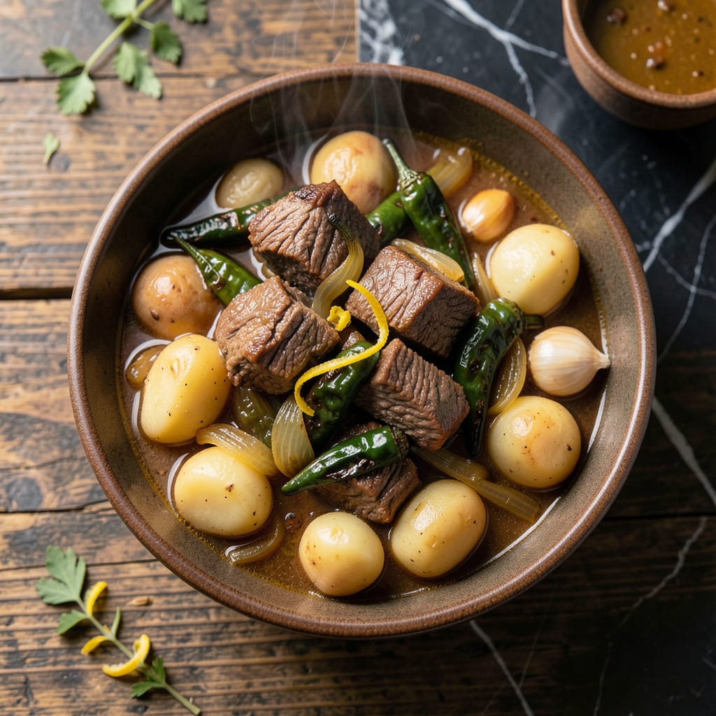 frontier green chile stew recipe example with annotations