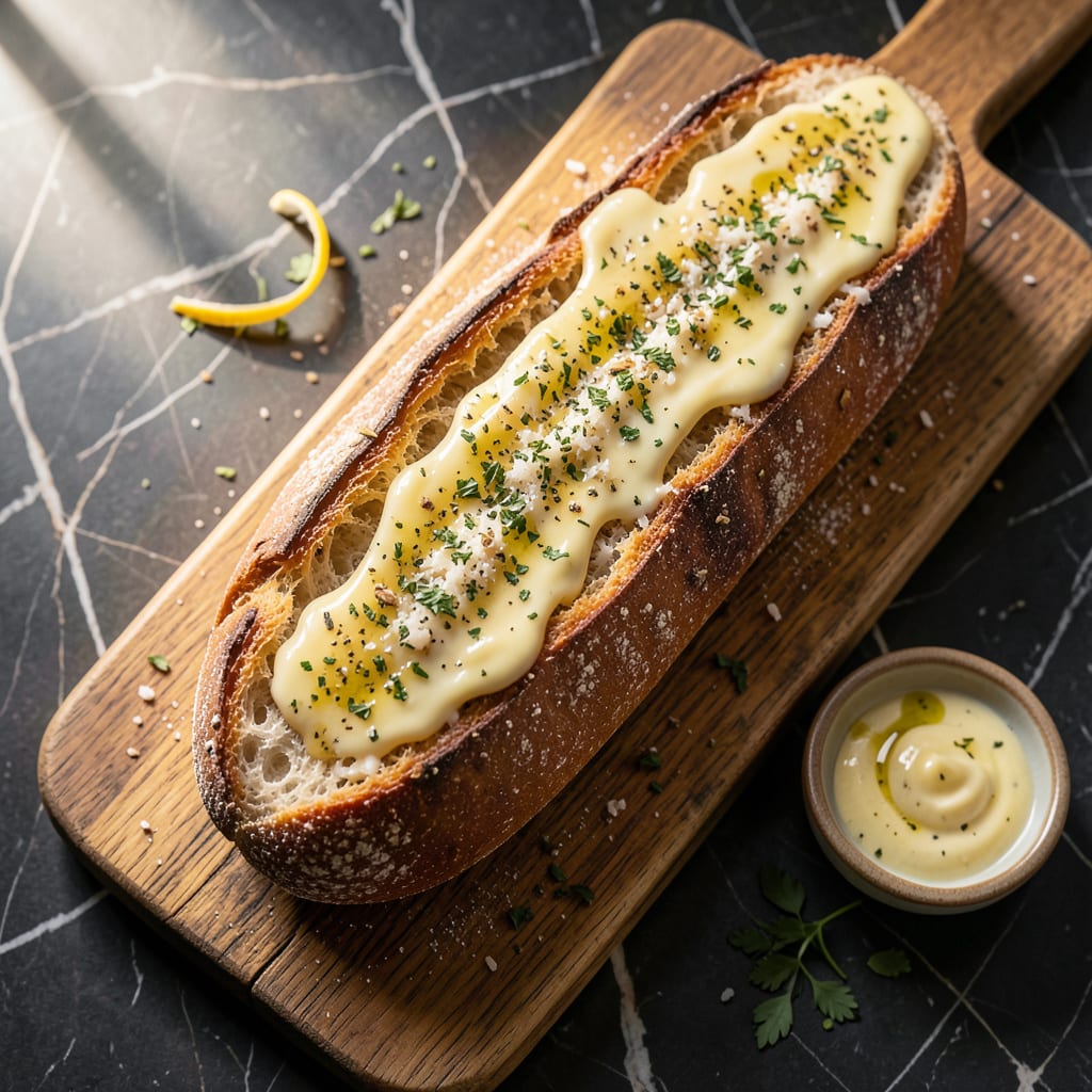 Visual representation of garlic bread recipe garlic powder