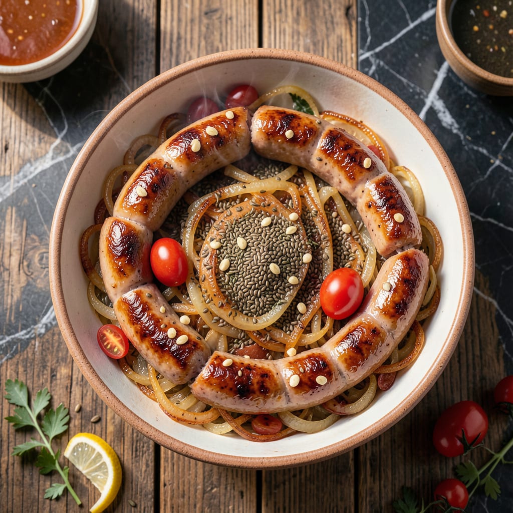 german garlic sausage recipe illustration with key details