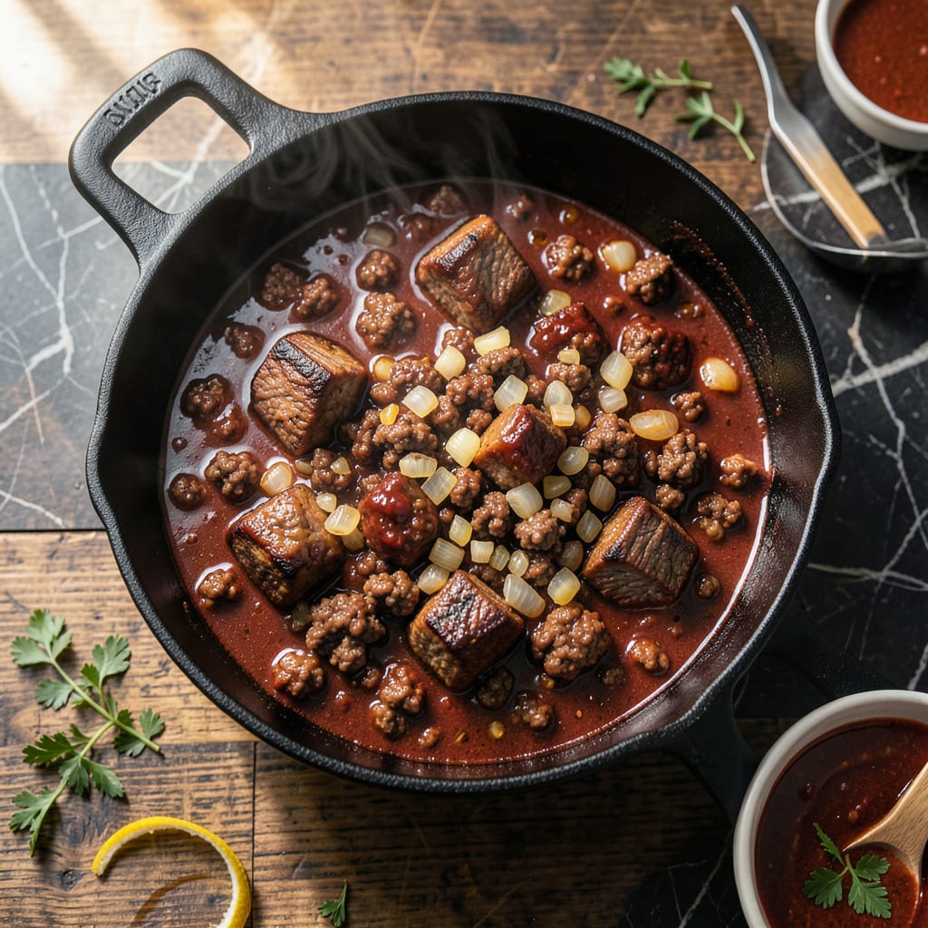 Gordon Ramsay Texas Chili Recipe: Bold Beef and Spice Blend illustration with key details