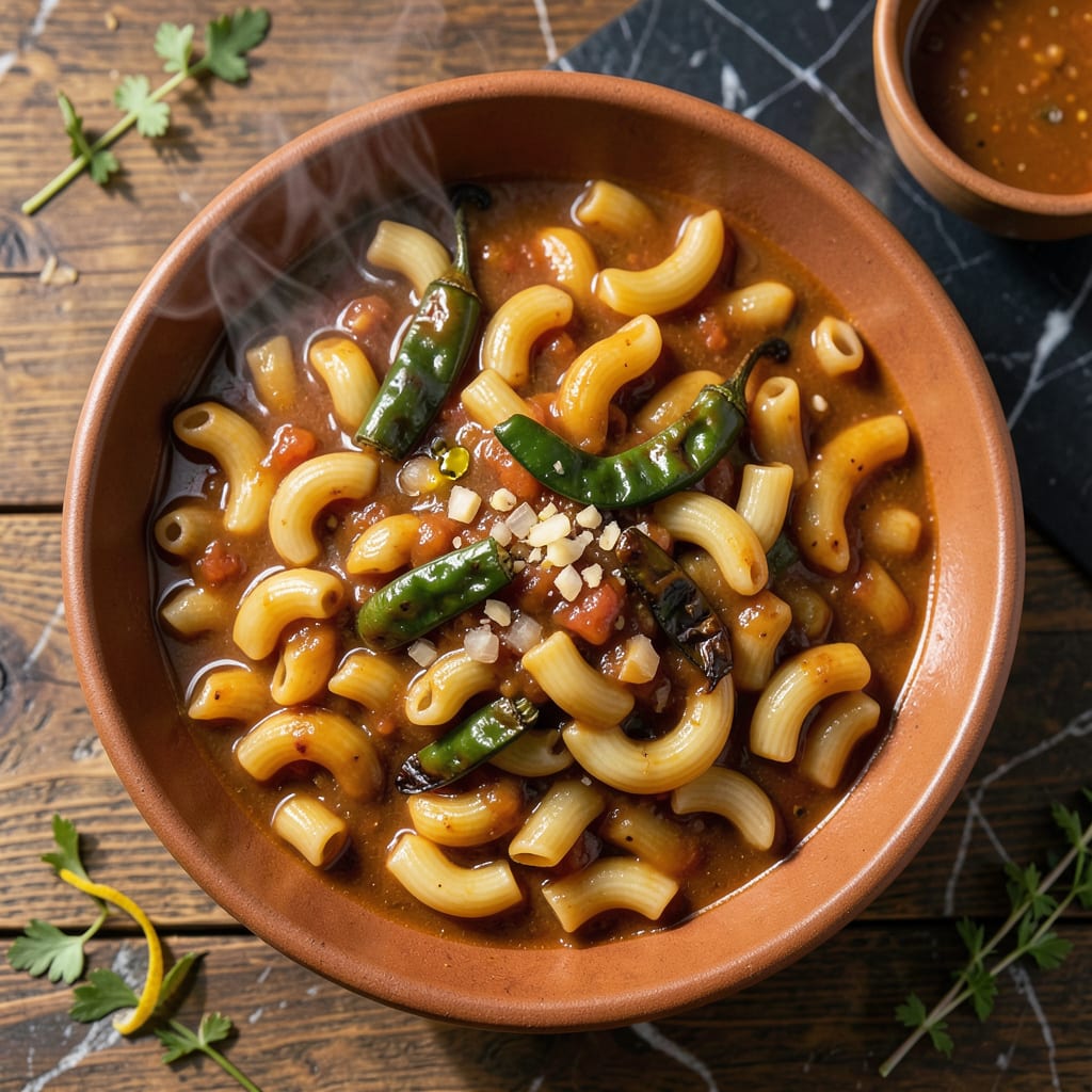 Complete green chili macaroni sopita recipe overview image