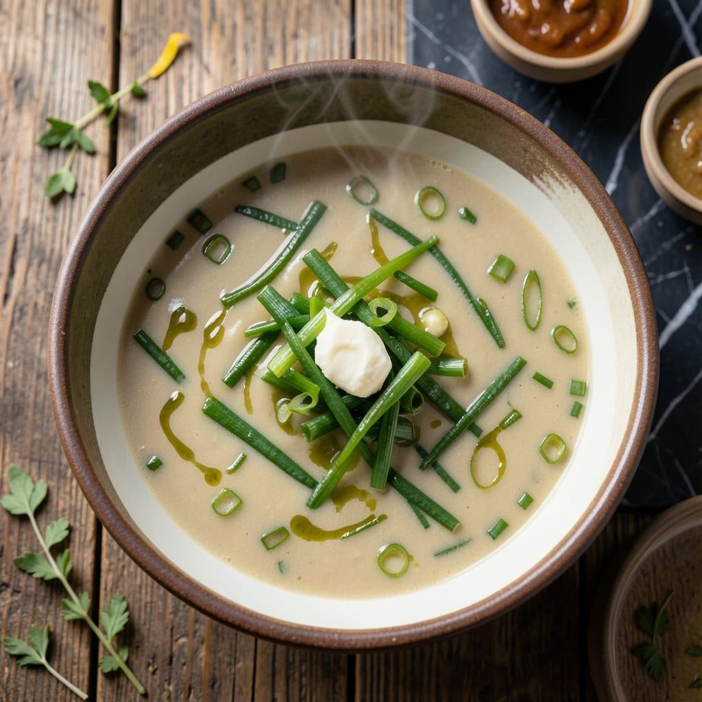 green onion soup recipe illustration with key details