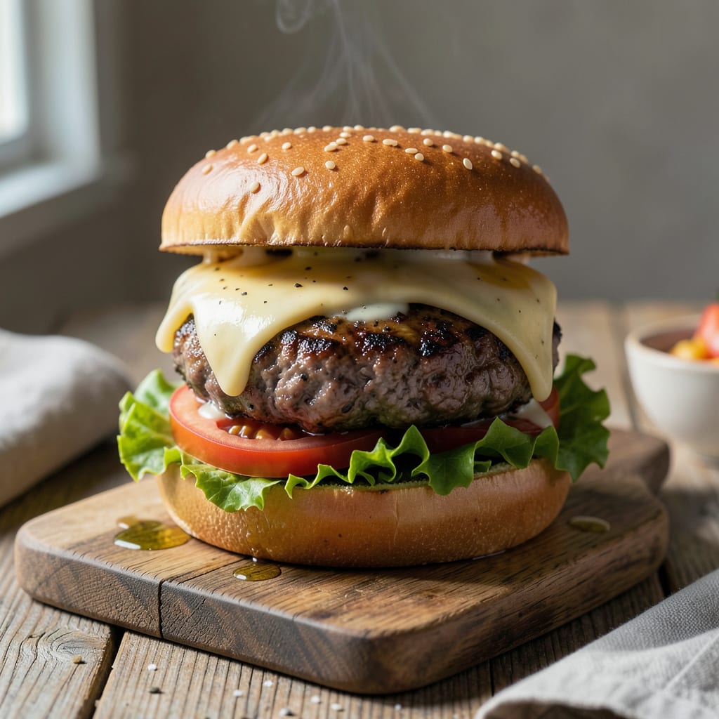 ground sirloin burgers recipe illustration with key details