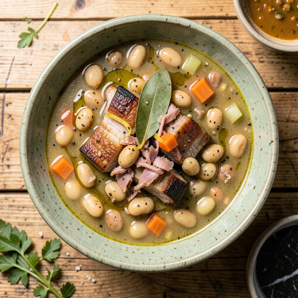 Ham and Butter Bean Soup Recipe: Smoky Ham Hocks Meet Creamy Beans illustration with key details