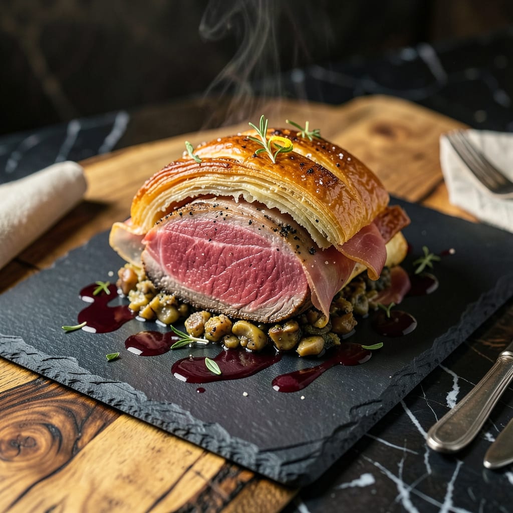 Hell's Kitchen Beef Wellington Recipe: Gordon Ramsay's Showstopping Centerpiece illustration with key details