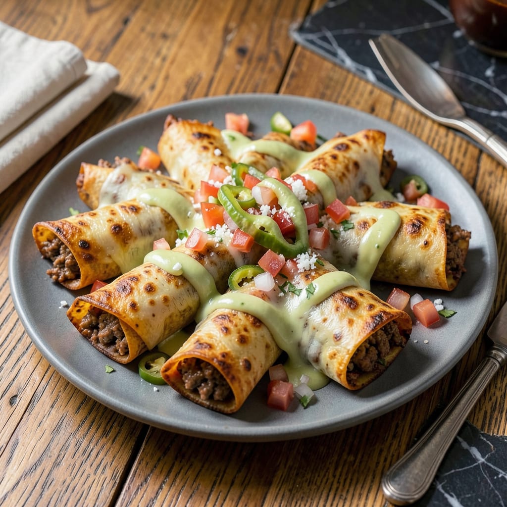 Visual representation of Hello Fresh Beef Flautas Supreme Recipe: Crispy Tortillas With Spiced Filling